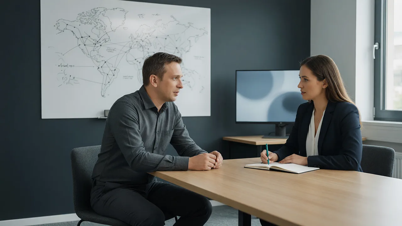 A one-to-one marketing strategy session across a meeting table.